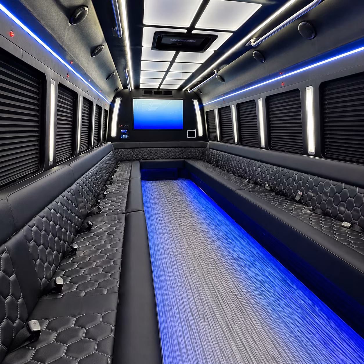 antioch 50 passenger party bus inside